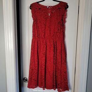Lauren Conrad Red Lace Dress